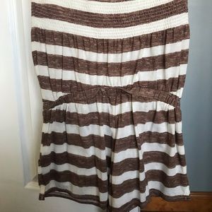 Brown/White Striped Romper